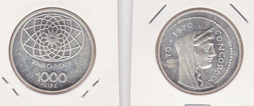 Moneta argento 1000 lire - moneta,